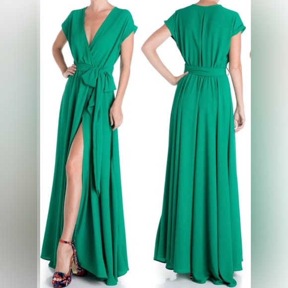 Meghan LA Dresses & Skirts - Meghan Los Angeles Jasmine Green Maxi dress short sleeve. NWT size L